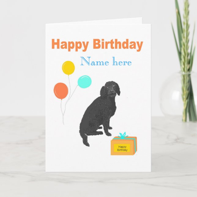 Lägg till namn på labradoodle hund-födelsedagskort kort (Framsida)