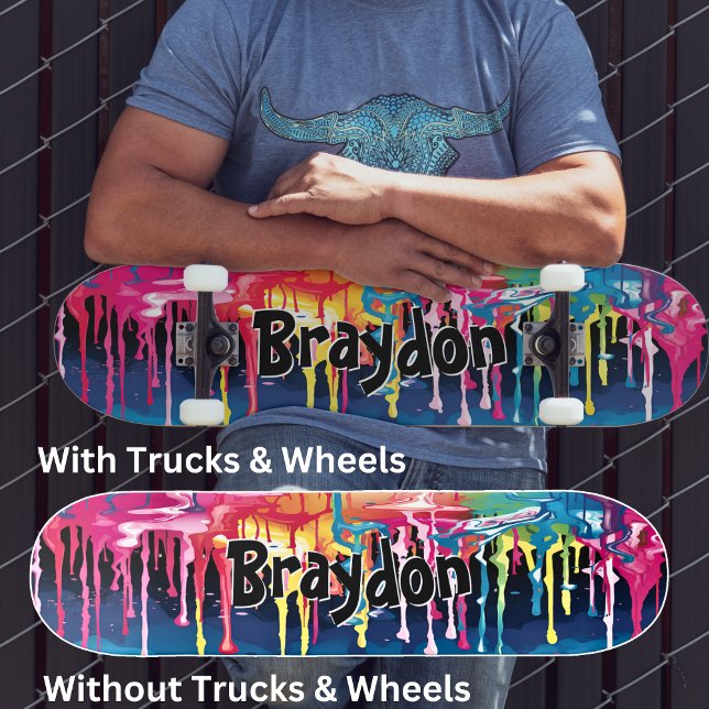 Lägg till Namn, Paint Drip Graffiti Mini Skateboard Bräda 18,5 Cm (Skapare uppladdad)