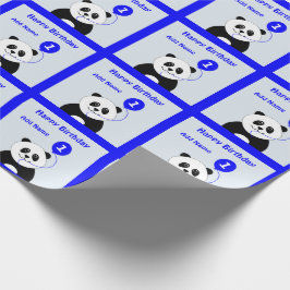 Lägg till namn panda, första födelsedagsblått presentpapper