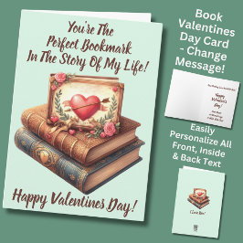 Lägg till Namn, Perfekt bokmärke Grönt Valentines  Kort