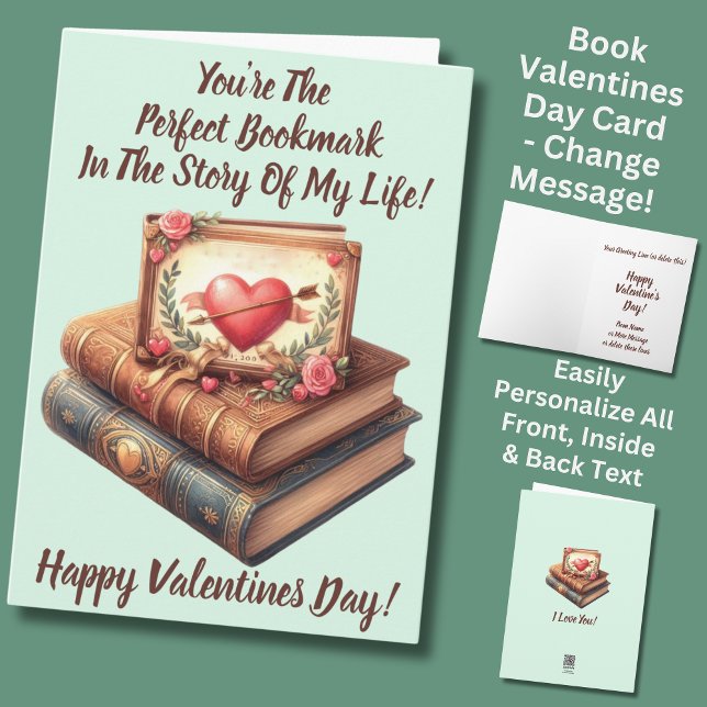 Lägg till Namn, Perfekt bokmärke Grönt Valentines  Kort (Skapare uppladdad)