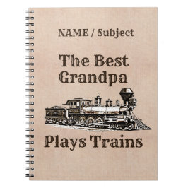 Lägg till Namn Plays Steam Tåg Grandpa Grandfather Anteckningsbok
