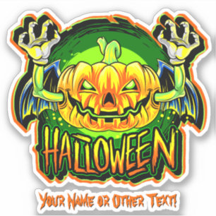 Lägg till Namn, Pumpkin Head Skeleton Händer Vinga Klistermärken