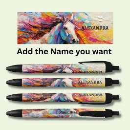 Lägg till Namn, ramatisk målning av vita hästar
