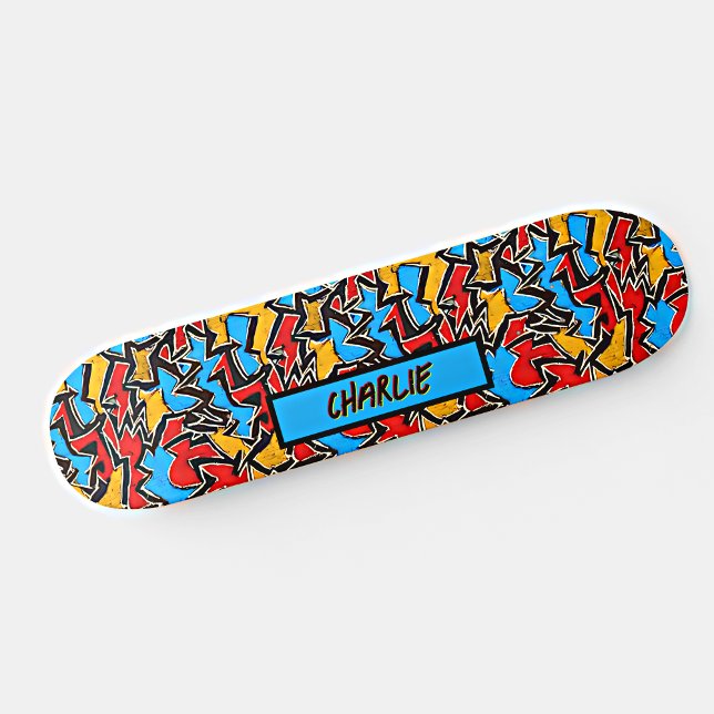 Lägg till Namn, Red Gult Blue Graffiti Skateboard (Skapare uppladdad)