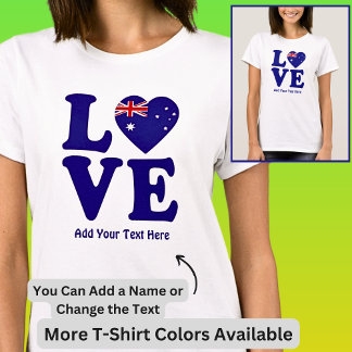 Lägg till Namn Redigera text - Blått Kärlek austra T Shirt