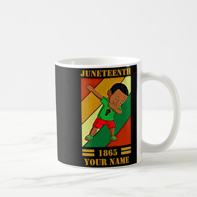lägg till namn redigera text juneteenth kid dabbin kaffemugg (Höger)