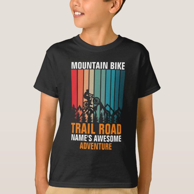 Lägg till Namn Redigera textberg Bike Trail Äventy T Shirt (Framsida)