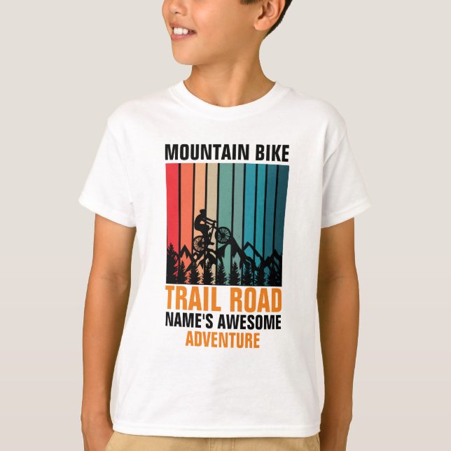 Lägg till Namn Redigera textberg Bike Trail Äventy T Shirt (Framsida)