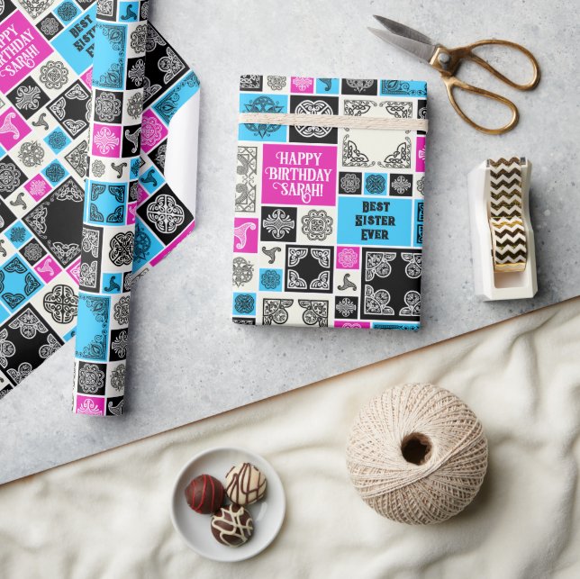 Lägg till Namn & relation, Magenta på födelsedagen Presentpapper (Hantverk)