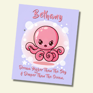 Lägg till Namn, Rosa Baby Octopus i Bubble i Himla Poster