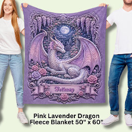 Lägg till namn Rosa Drak med Måne & Wisteria Fleecefilt