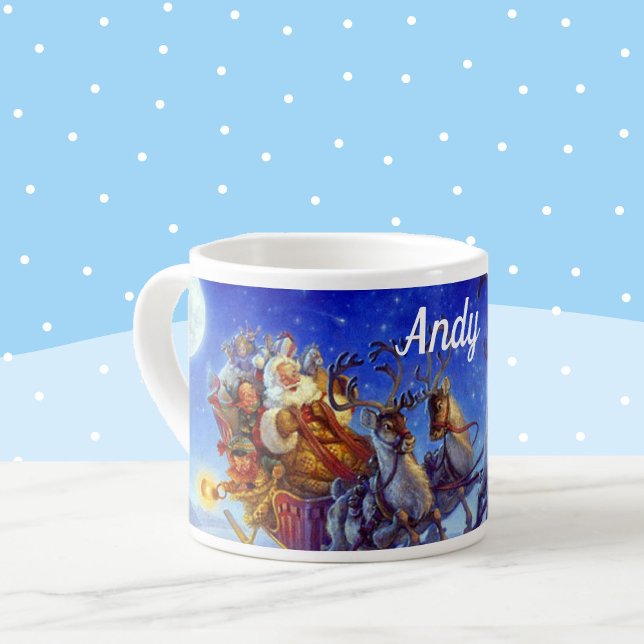 Lägg till Namn Santa med Leksak Classic SMALL Kopp Espressomugg (Skapare uppladdad)