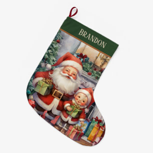 Lägg till namn Santa Stor Julstrumpa