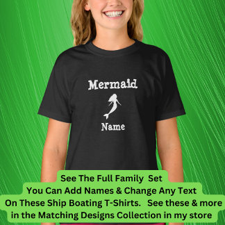 Lägg till Namn, Sjöjungfru Boat Matching Family Se T Shirt