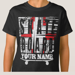Lägg till Namn Skateboard Disted White på Black T Shirt