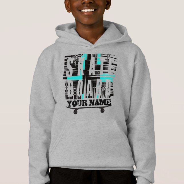Lägg till Namn-skateboard-text med tonad hoodie T Shirt (Framsida)