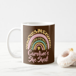 Lägg till Namn, sked leopard Skriv ut Rosa Rainbow Kaffemugg