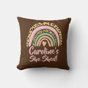 Lägg till Namn, sked leopard Skriv ut Rosa Rainbow Kudde