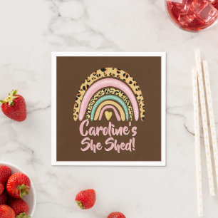 Lägg till Namn, sked leopard Skriv ut Rosa Rainbow Pappersservett