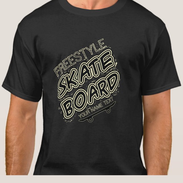 Lägg till Namn Stil City Text Freestyle Skate Boar T Shirt (Skapare uppladdad)