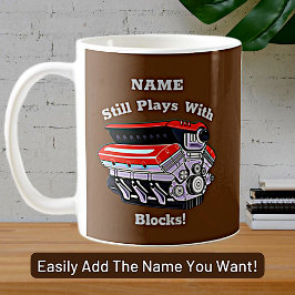 Lägg till Namn, stilla spel med block, mekanisk br Kaffemugg