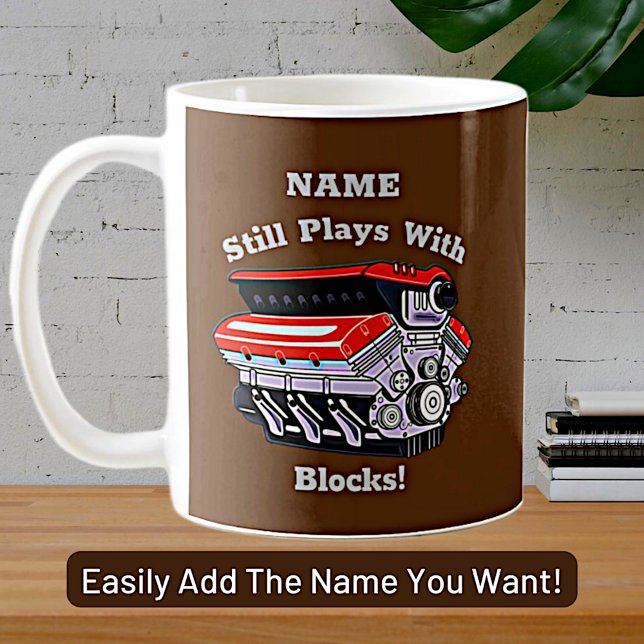 Lägg till Namn, stilla spel med block, mekanisk br Kaffemugg (Skapare uppladdad)