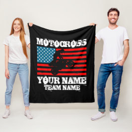 Lägg till Namn Team Namn etc. MOTOCROSS Rider USA  Fleecefilt
