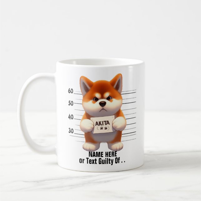 Lägg till Namn-text, Akita Hund Mugg Shot (Vänster)