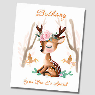 Lägg till Namn-text, Baby Hjort Fawn Woodland Nurs Poster