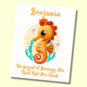 Lägg till Namn-text, Baby Seahorse Nursery Poster