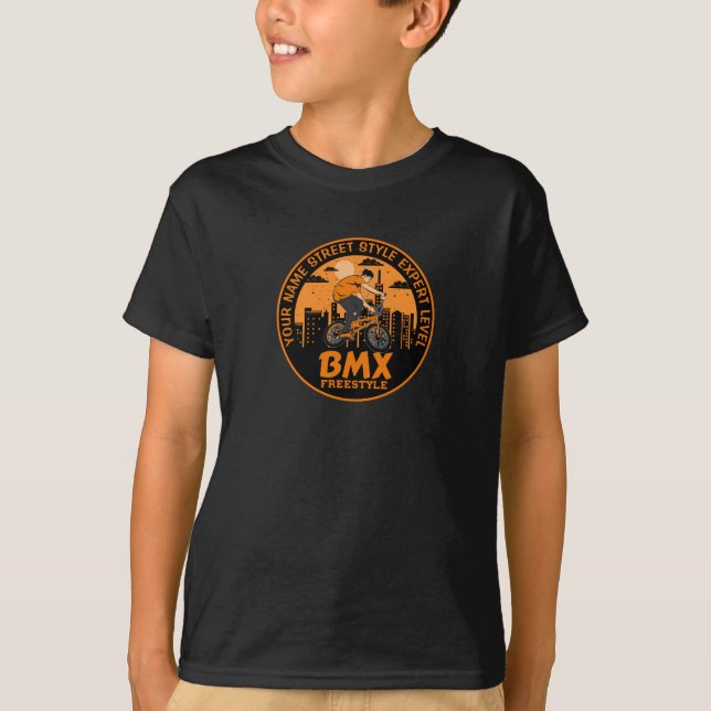 Lägg till Namn Text BMX Freestyle Street Stil Expe T Shirt (Framsida)