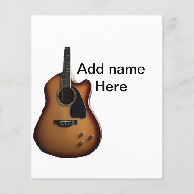 Lägg till namn-text brun akustisk gitarr, redigerb (Framsida)