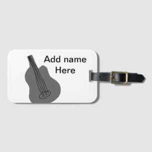 Lägg till namn-text brun akustisk gitarr, redigerb bagagebricka