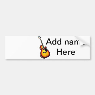 Lägg till namn-text brun akustisk gitarr, redigerb bildekal