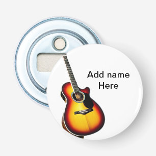 Lägg till namn-text brun akustisk gitarr, redigerb flasköppnare