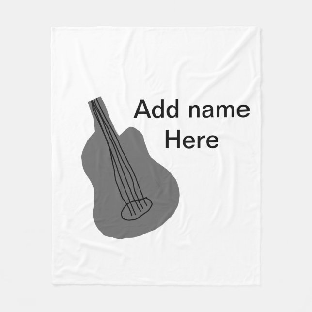 Lägg till namn-text brun akustisk gitarr, redigerb fleecefilt (Framsidan)