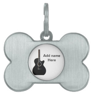 Lägg till namn-text brun akustisk gitarr, redigerb ID-bricka husdjur