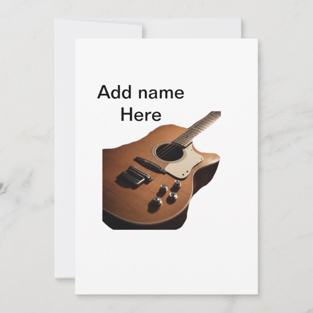 Lägg till namn-text brun akustisk gitarr, redigerb inbjudningar (Framsida)