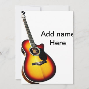 Lägg till namn-text brun akustisk gitarr, redigerb inbjudningar