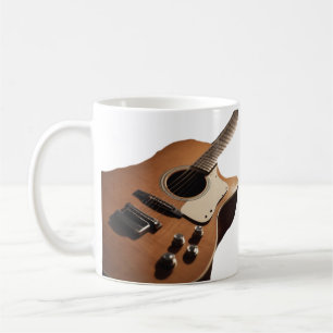 Lägg till namn-text brun akustisk gitarr, redigerb kaffemugg
