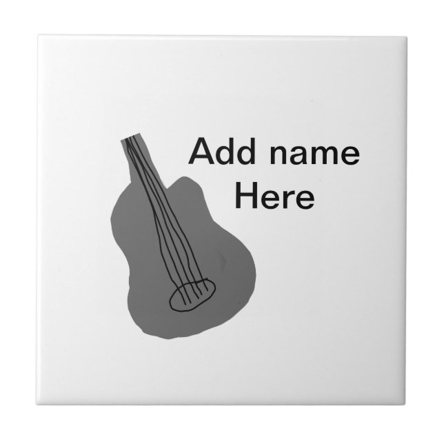 Lägg till namn-text brun akustisk gitarr, redigerb kakelplatta (Framsidan)