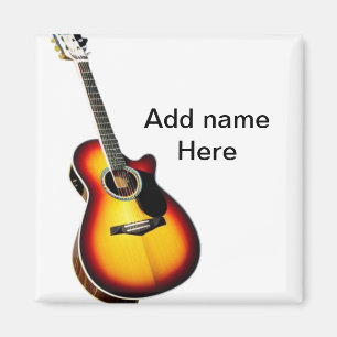 Lägg till namn-text brun akustisk gitarr, redigerb magnet