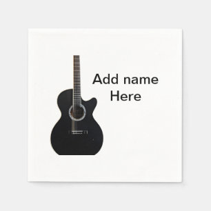 Lägg till namn-text brun akustisk gitarr, redigerb pappersservett