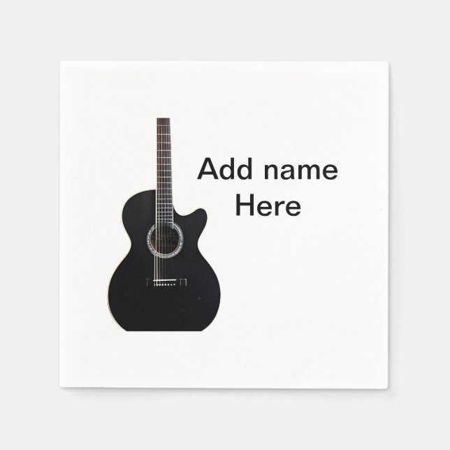 Lägg till namn-text brun akustisk gitarr, redigerb pappersservett (Framsidan)