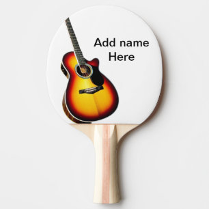 Lägg till namn-text brun akustisk gitarr, redigerb pingisracket