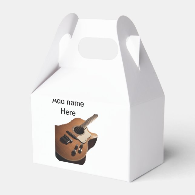 Lägg till namn-text brun akustisk gitarr, redigerb presentaskar (Framsidan Sidan)