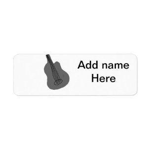 Lägg till namn-text brun akustisk gitarr, redigerb returadress etikett