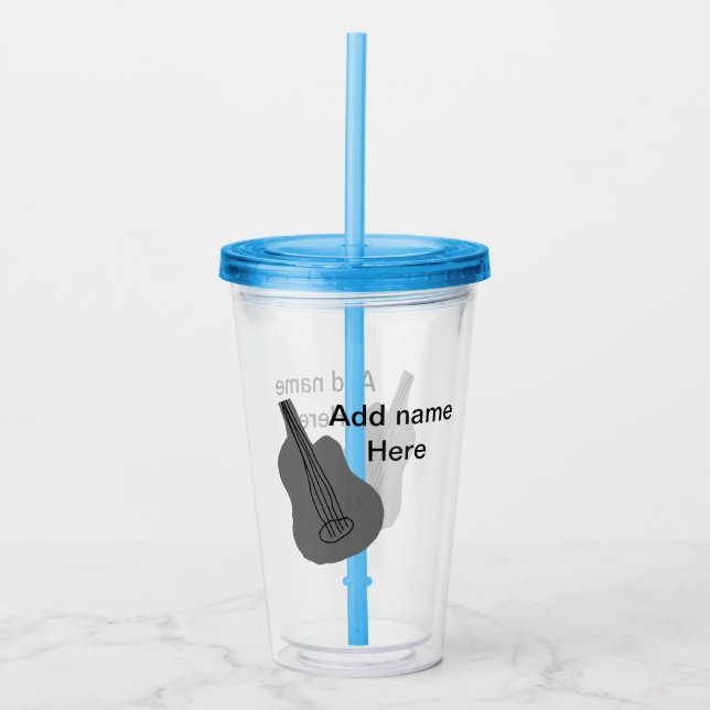 Lägg till namn-text brun akustisk gitarr, redigerb take away mugg (Framsida)