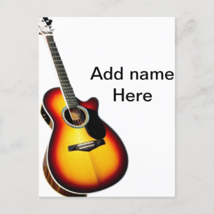Lägg till namn-text brun akustisk gitarr, redigerb vykort